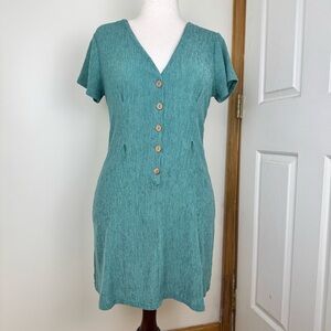 Pull&Bear Teal Ribbed Dress